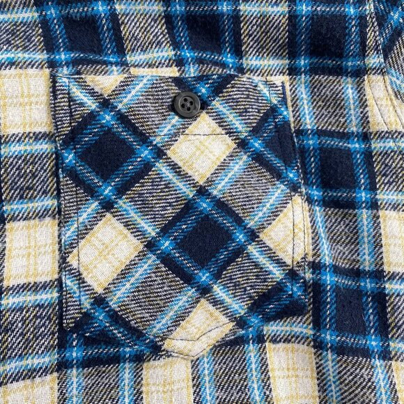 Steel and Jelly Mens Flannel Shirt Large Blue & White Plaid Button-Up Long Sleev - Picture 7 of 9